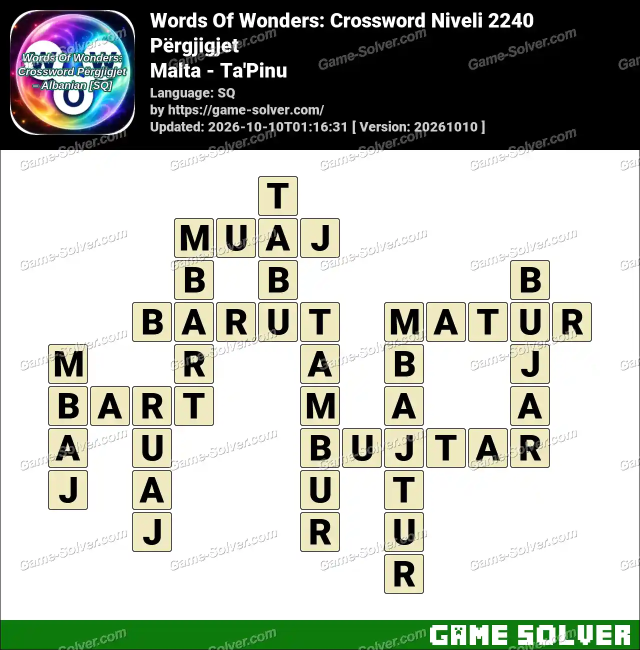 Words Of Wonders: Crossword Niveli 2240 Përgjigjet – Malta – Ta’Pinu